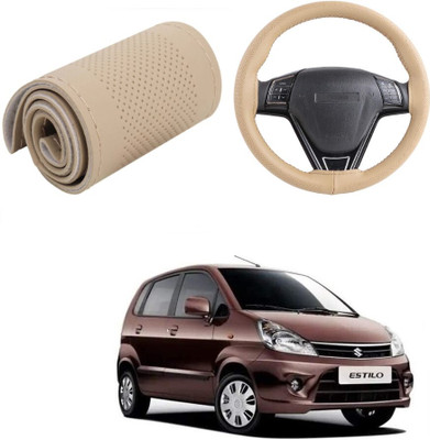 Arnejas Hand Stiched Steering Cover For Maruti Zen Estilo(Beige, Leather)