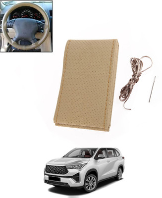 MATIES Hand Stiched Steering Cover For Toyota Universal For Car(Beige, Leatherite)