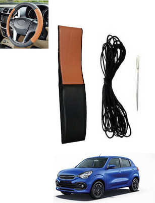 monolive Hand Stiched Steering Cover For Universal For Car Celerio(Tan, Black, Leatherite)