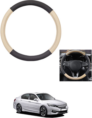 MATIES Steering Cover For Honda Accord(Beige/Black, Leather)