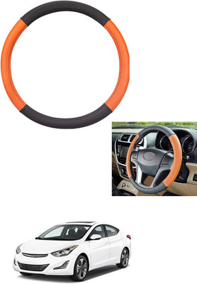 MATIES Steering Cover For Hyundai Elantra(Tan/Black, Leather)