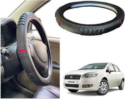 PEEPS STORE Steering Cover For Fiat Linea Classic(Black, Red, Leatherite)