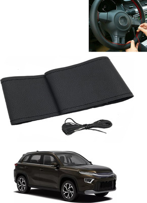AYW Hand Stiched Steering Cover For Toyota Universal For Car(Black, Leatherite)
