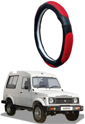 AUTO PEARL Steering Cover For Maruti Gypsy King(Black Red, Leatherite)