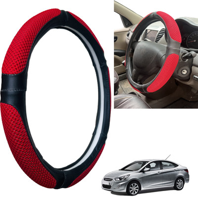 PEEPS STORE Steering Cover For Hyundai Verna Fluidic(Black, Leatherite)
