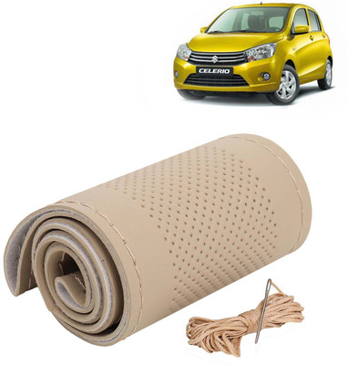 Kingsway Hand Stiched Steering Cover For Maruti Celerio(Beige Color with Beige Thread, Leatherite)