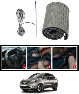 RKPSP Hand Stiched Steering Cover For Renault Koleos(Grey, Leatherite)