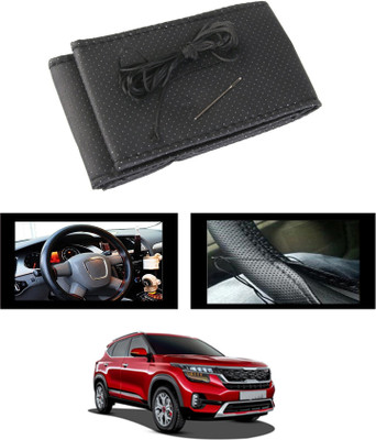 ABJD Hand Stiched Steering Cover For Mahindra Universal For Car(Black, Leatherite)