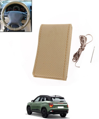 monolive Hand Stiched Steering Cover For Hyundai Creta(Beige, Leatherite)