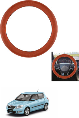 MATIES Steering Cover For Skoda Fabia(Tan, Leather)