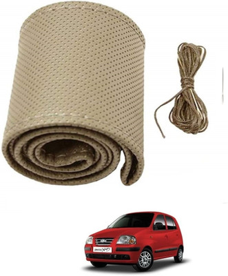 ARNEJA Hand Stiched Steering Cover For Hyundai Santro Xing(Beige, Leather)