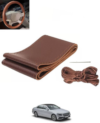 MSNP Hand Stiched Steering Cover For Mercedes Benz E200(Brown, Leatherite)