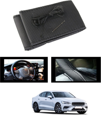 ABJD Hand Stiched Steering Cover For Audi S60(Black, Leatherite)