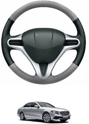 MATIES Steering Cover For Mercedes Benz E220(Grey, Black, Leather)