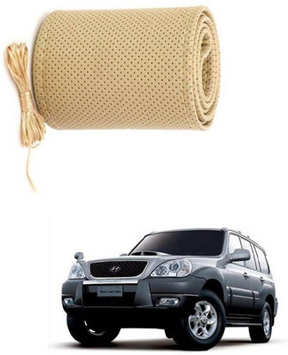 RKPSP Hand Stiched Steering Cover For Universal For Car Terracan(Beige, Leatherite)