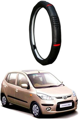 AUTO PEARL Steering Cover For Hyundai i10(Diamond Black Red, Leatherite)
