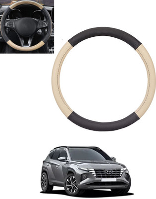 monolive Hand Stiched Steering Cover For Hyundai Tucson(Beige, Black, Leatherite)