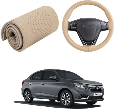 ARNEJA Hand Stiched Steering Cover For Honda Amaze(Beige, Leather)