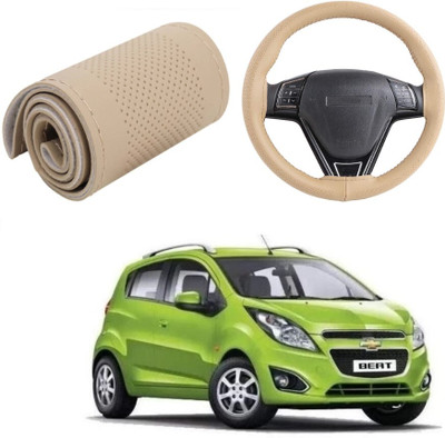 ARNEJA Hand Stiched Steering Cover For Chevrolet Beat(Beige, Leather)