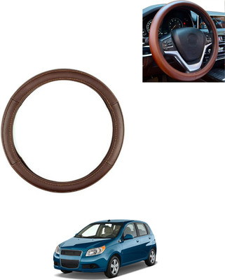 AYW Steering Cover For Chevrolet Aveo(Brown, Leatherite)