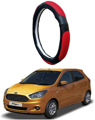 AUTO PEARL Steering Cover For Ford Figo(Black Red, Leatherite)
