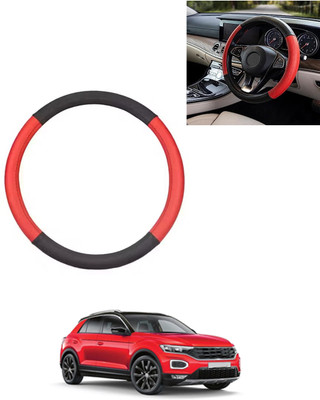 AYW Steering Cover For Volkswagen Universal For Car(Red/Black, Leatherite)