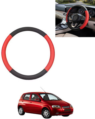 AYW Steering Cover For Chevrolet Aveo UVA(Red/Black, Leatherite)
