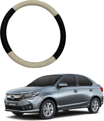 RKPSP Hand Stiched Steering Cover For Universal For Car Amaze(Beige/Brown, Leatherite)