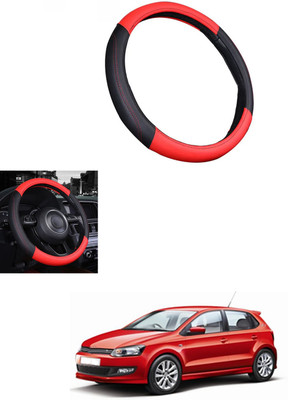 MATIES Steering Cover For Volkswagen Polo GT(Red/Black, Leather)