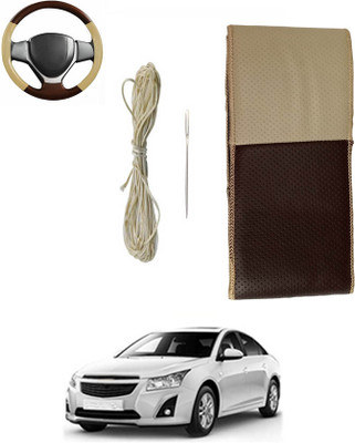 ABJD Hand Stiched Steering Cover For Hyundai Cruze(Beige, Brown, Leatherite)