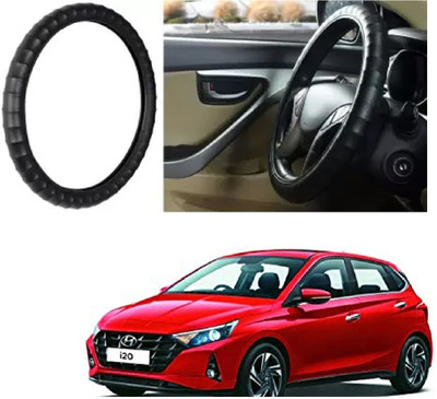 OOLTAH PAHIYA Hand Stiched Steering Cover For Hyundai i20(Black, Leatherite)