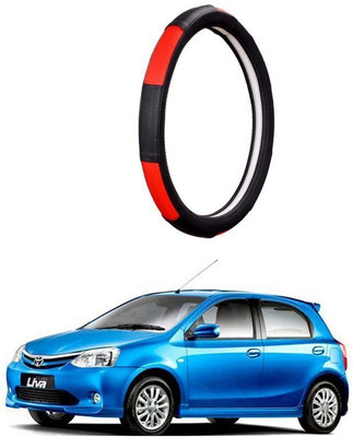 AUTO PEARL Steering Cover For Toyota Etios Liva(Gold Blaze Black and Red, Leatherite)