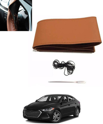 monolive Hand Stiched Steering Cover For Hyundai Elantra(Tan, Leatherite)