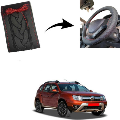 Autoinnovation Hand Stiched Steering Cover For Renault Duster(Black, Leather)
