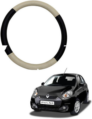 RKPSP Hand Stiched Steering Cover For Universal For Car Pulse(Beige/Brown, Leatherite)