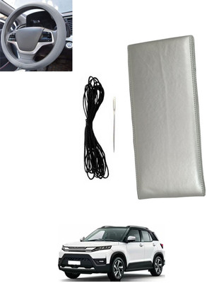 monolive Hand Stiched Steering Cover For Universal For Car Universal For Car(Silver, Leatherite)