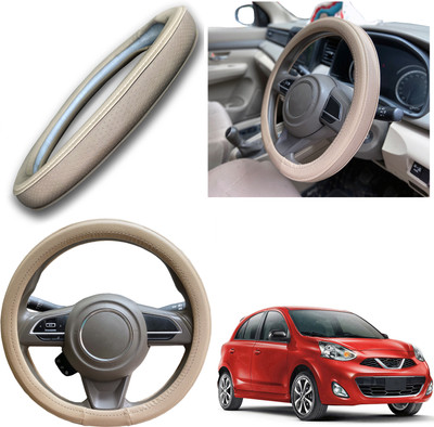 PEEPS STORE Steering Cover For Nissan Micra(Black, Leatherite)
