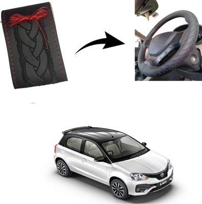 Autoinnovation Hand Stiched Steering Cover For Toyota Etios Liva(Black, Leather)