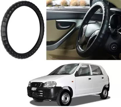 GS Grow n Shine Hand Stiched Steering Cover For Maruti 800(Black, Leatherite)