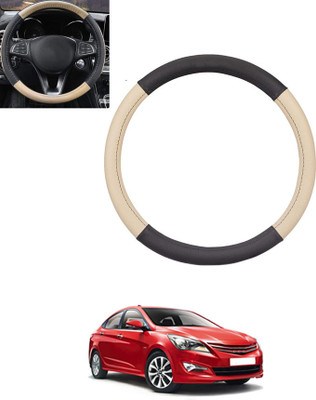 ABJD Steering Cover For Hyundai Verna(Beige, Black, Leatherite)