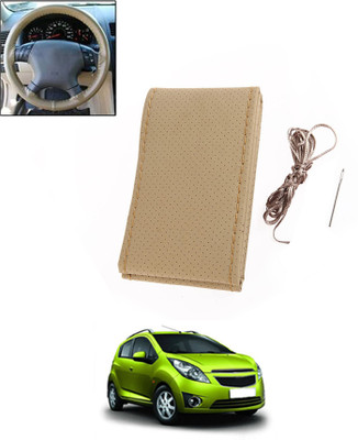 monolive Hand Stiched Steering Cover For Chevrolet Beat(Beige, Leatherite)
