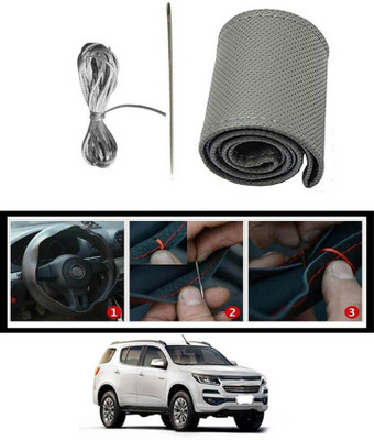 RKPSP Hand Stiched Steering Cover For Chevrolet Trailblazer(Grey, Leatherite)