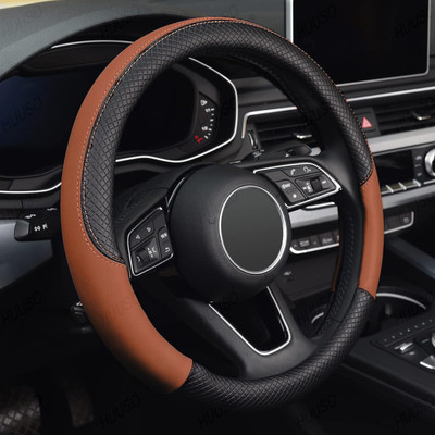 HUUSO Steering Cover For Universal For Car Universal For Car(Black, Brown, Leather)