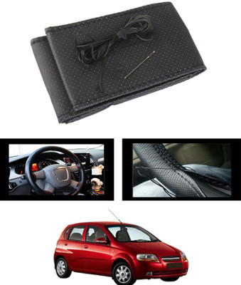 monolive Hand Stiched Steering Cover For Chevrolet Aveo UVA(Black, Leatherite)