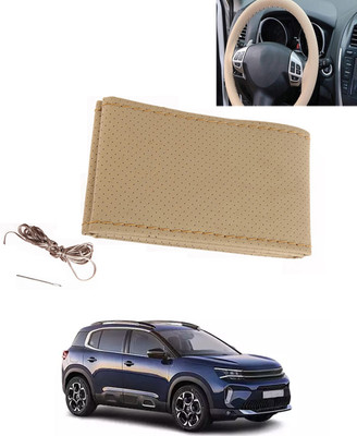 MATIES Hand Stiched Steering Cover For Universal For Car Universal For Car(Beige, Leatherite)