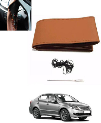 MATIES Hand Stiched Steering Cover For Universal For Car SX4(Tan, Leatherite)