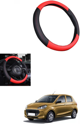 MATIES Steering Cover For Maruti Alto K10(Red/Black, Leather)