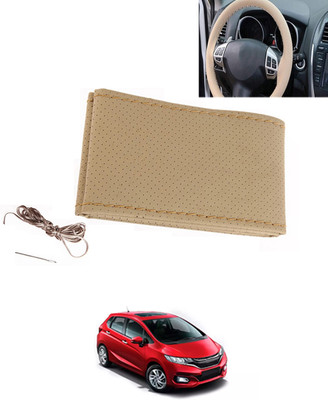 MATIES Hand Stiched Steering Cover For Honda Jazz(Beige, Leatherite)