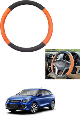 MATIES Steering Cover For Toyota Universal For Car(Tan/Black, Leather)