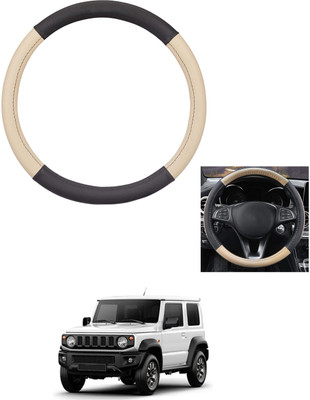 MATIES Steering Cover For Maruti Universal For Car(Beige/Black, Leather)